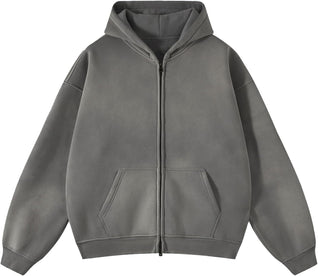Acid Wash Zip Up Hoodie