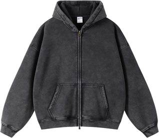 Acid Wash Zip Up Hoodie