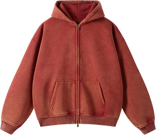 Acid Wash Zip Up Hoodie