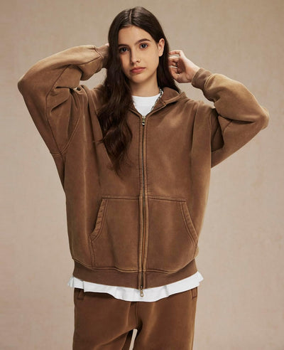 Acid Wash Zip Up Hoodie
