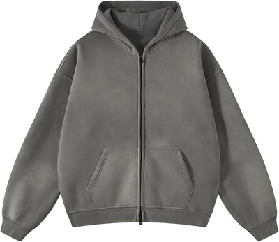 Acid Wash Zip Up Hoodie