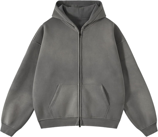 Acid Wash Zip Up Hoodie
