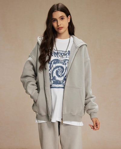Acid Wash Zip Up Hoodie