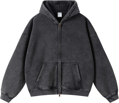 Acid Wash Zip Up Hoodie