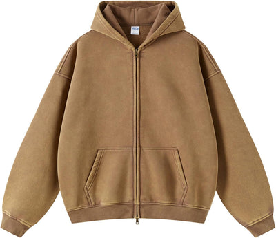Acid Wash Zip Up Hoodie