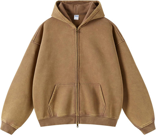 Acid Wash Zip Up Hoodie