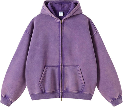 Acid Wash Zip Up Hoodie
