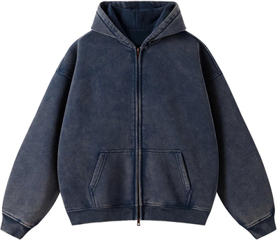 Acid Wash Zip Up Hoodie