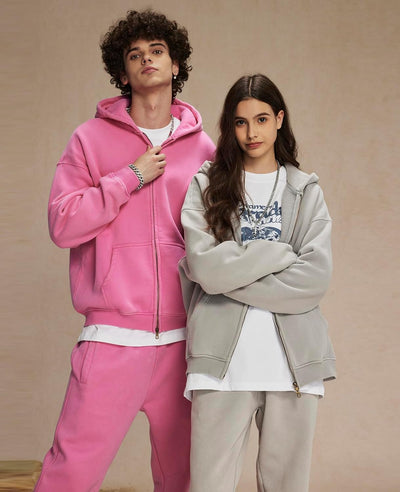 Acid Wash Zip Up Hoodie