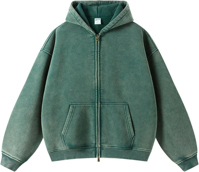 Acid Wash Zip Up Hoodie